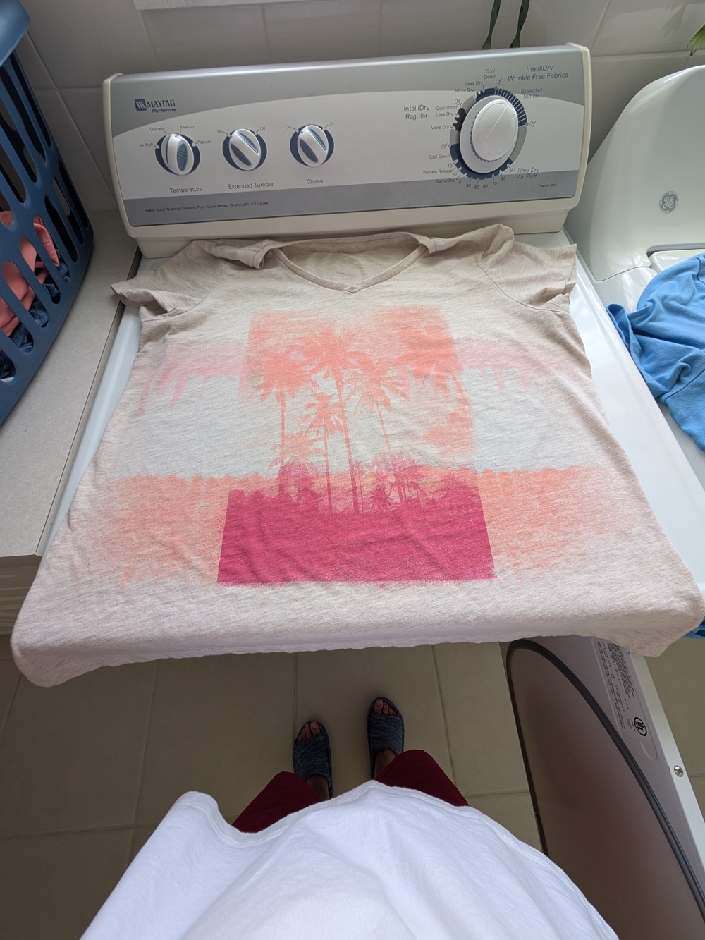 Sonoma Womens Palm Graphic Tee - Beige & Pink